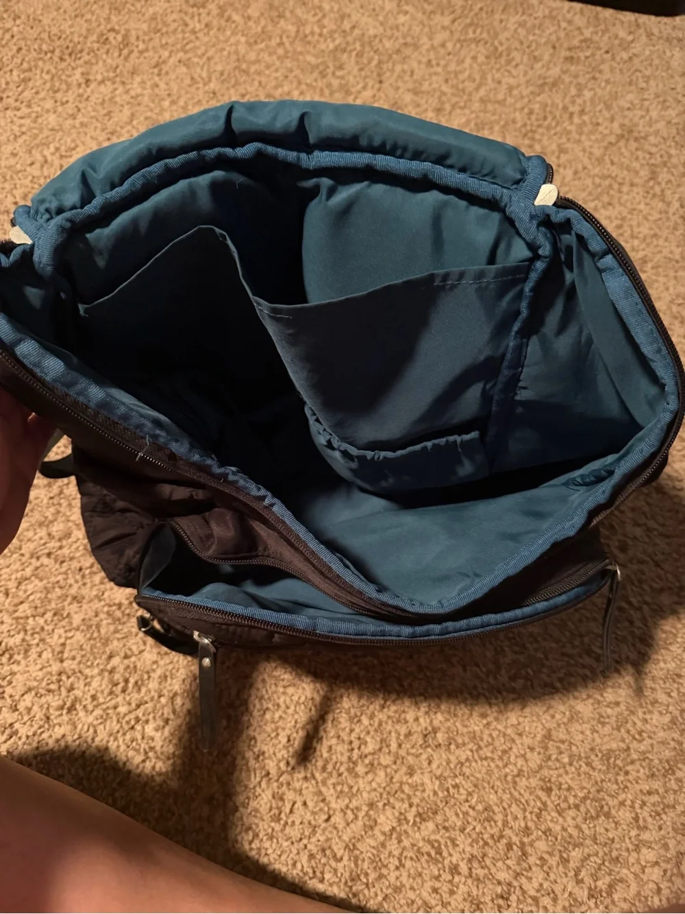 Skip Hop Quilted Black Diaper Bag Backpack - Black with Blue Lining